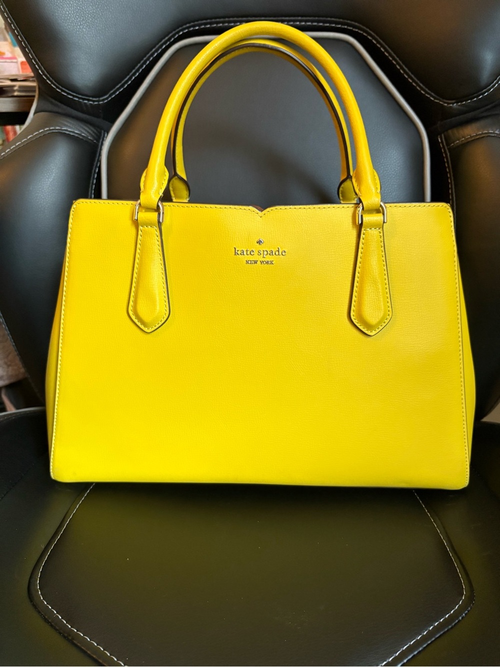 kate spade bright yellow leather satchel handbag